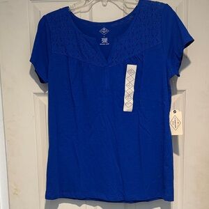 St. John's Bay Women's Blue Lace Detail Top